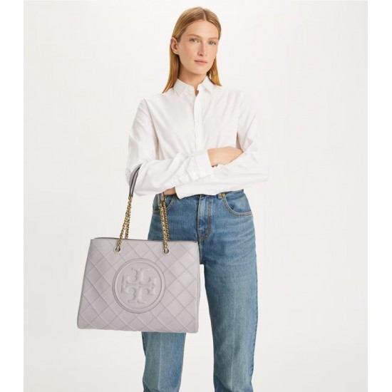 Women Tory Burch Fleming Soft Chain Tote Bay Gray